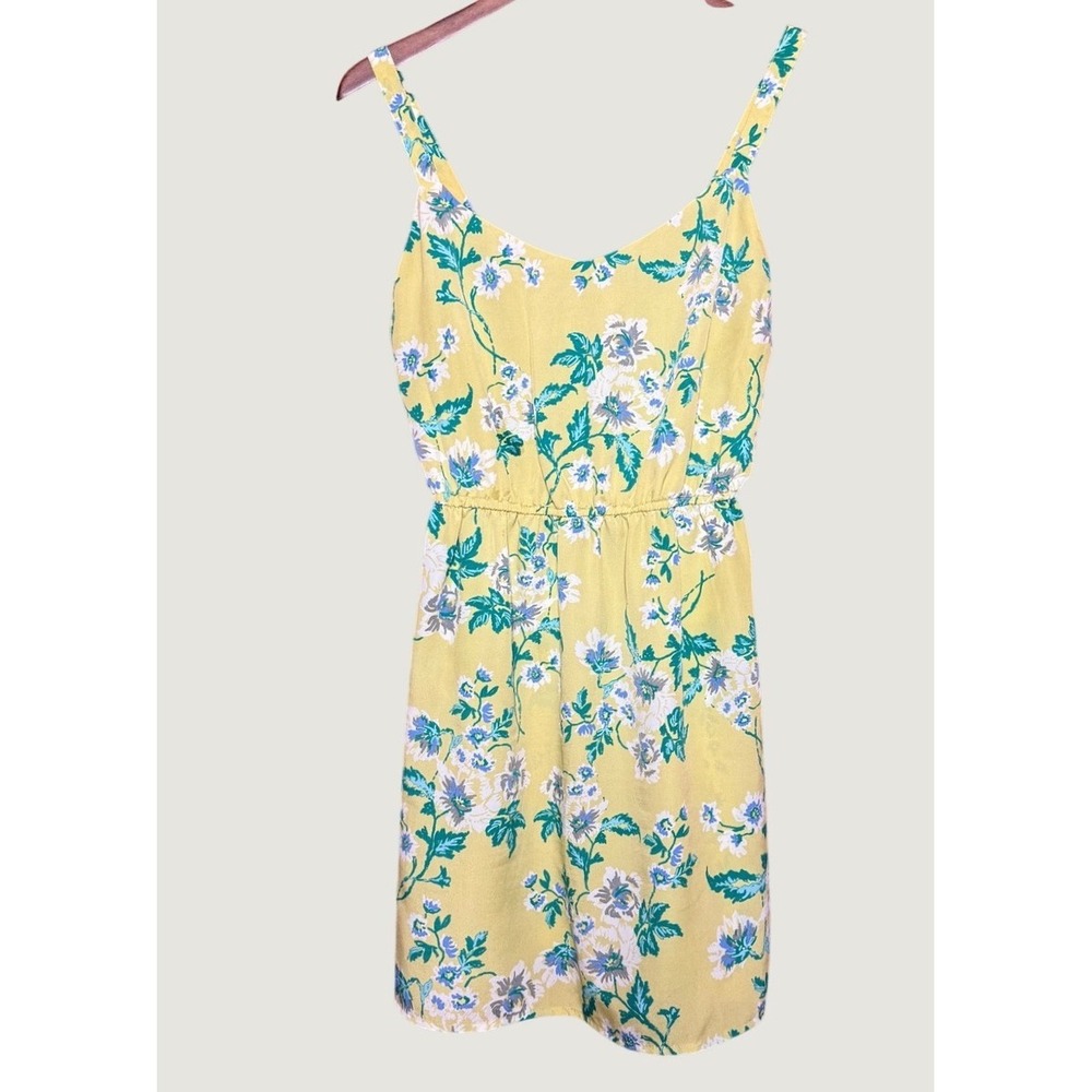 Unbranded Floral Mini Dress Women NA Yellow Good Condition Missing Belt